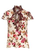 Women's Alice + Olivia Jeannie Bow Collar Blouse - Brown