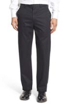 Men's Nordstrom Men's Shop Smartcare(tm) Classic Supima Cotton Flat Front Trousers X 30 - Black (online Only)