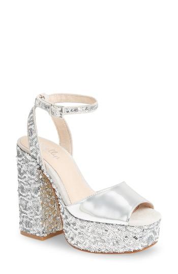 Women's Shellys London Dena Sequin Platform Sandal Eu - Metallic