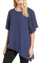 Women's Halogen Short Sleeve Asymmetrical Top - Blue