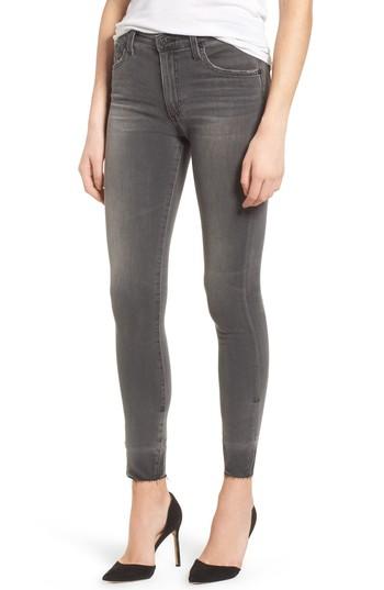 Women's Ag The Farrah High Waist Raw Hem Skinny Jeans - Black