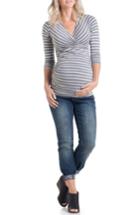 Women's Lilac Clothing 'michelle' Surplice Maternity Top - Grey