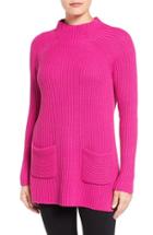 Women's Chaus Two-pocket Mock Neck Tunic Sweater - Pink