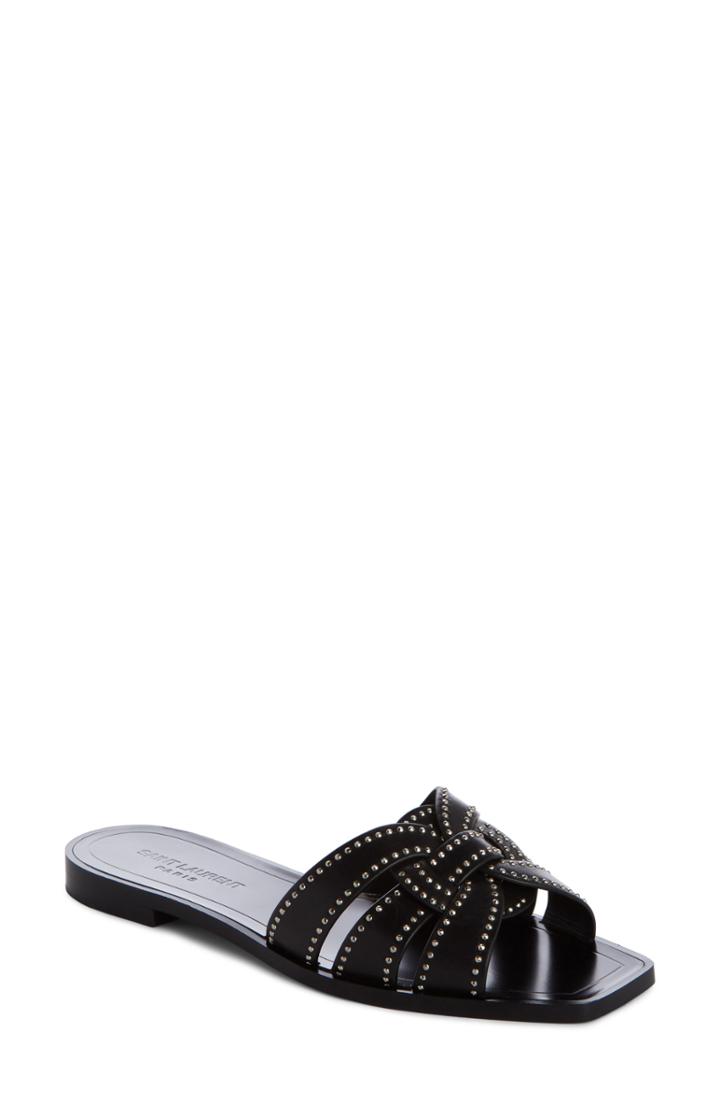Women's Saint Laurent Nu Pieds Studded Slide Sandal Us / 36eu - Black