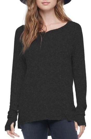 Women's Michael Stars Ribbed High/low Top, Size - Grey