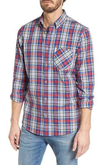Men's Ben Sherman Check Crepe Textured Woven Shirt - Blue