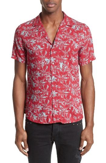 Men's The Kooples Hawaiian Collar Print Shirt Eu - Red