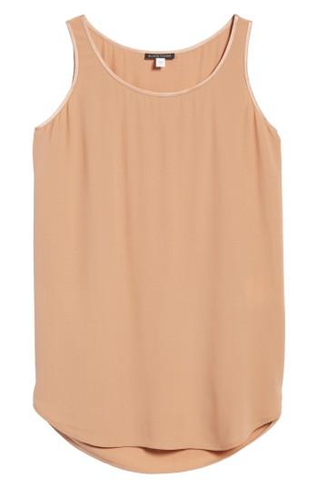 Women's Eileen Fisher Scoop Neck Silk Tank - Brown