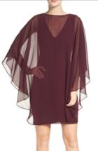 Women's Halston Heritage Ponte Sheath Dress With Chiffon Cape - Burgundy