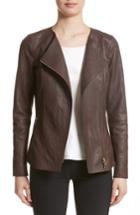 Women's Lafayette 148 New York Aimes Leather Jacket - Brown