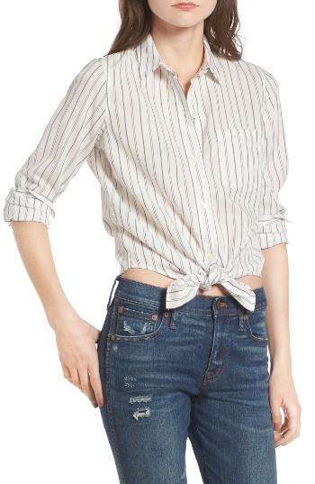 Women's Madewell Stripe Tie Front Cotton Shirt