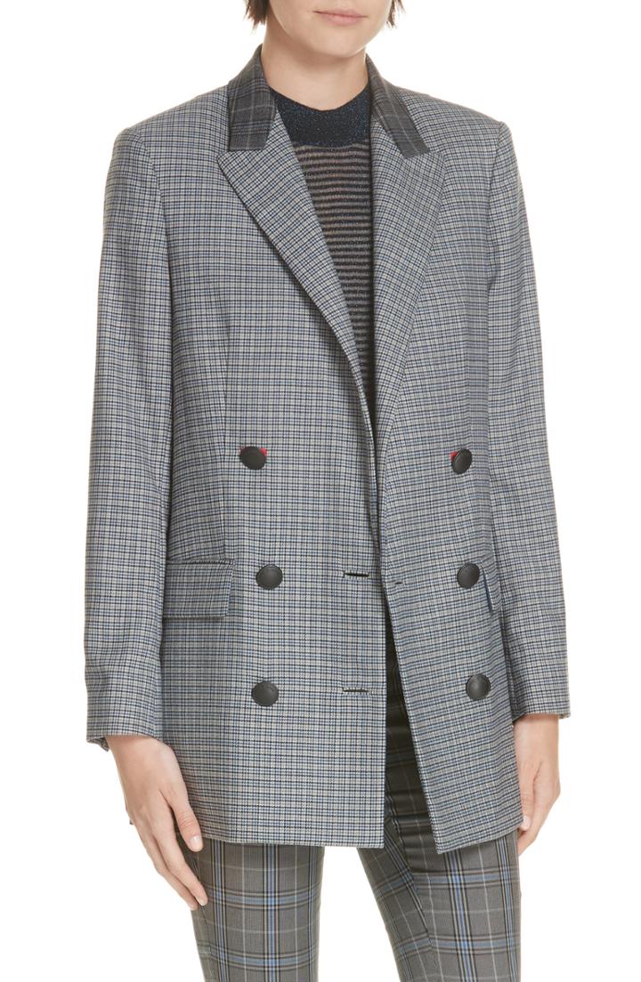 Women's Rag & Bone Ellie Check Wool Blend Blazer