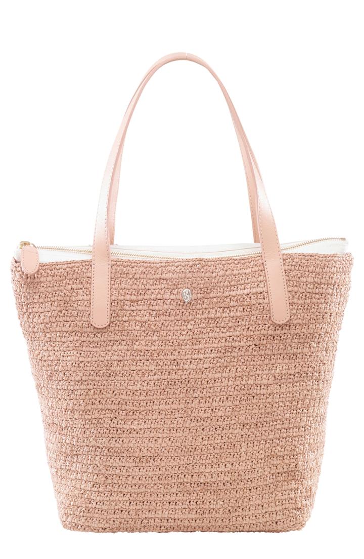 Helen Kaminski Small Davolia Woven Raffia Tote - Coral
