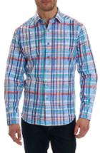 Men's Robert Graham Stowe Classic Fit Plaid Sport Shirt - Blue