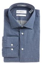 Men's Calibrate Trim Fit Dot Dress Shirt .5 32/33 - Grey
