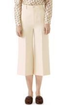 Women's Gucci Wool & Silk Cady Wide Leg Crop Pants Us / 40 It - White