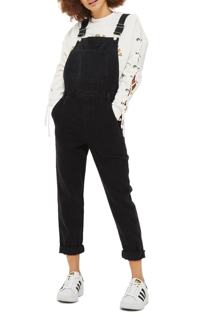 Women's Topshop Slim Leg Overalls Us (fits Like 10-12) - Black