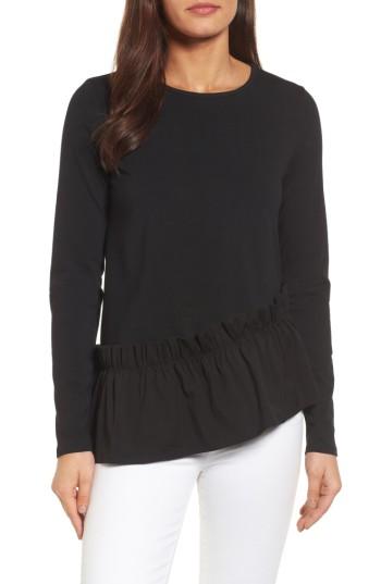 Women's Halogen Ruffle Hem Tee - Black