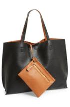 Street Level Reversible Faux Leather Tote & Wristlet -