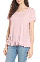 Women's Socialite Mineral Wash Ruffle Hem Tee - Pink