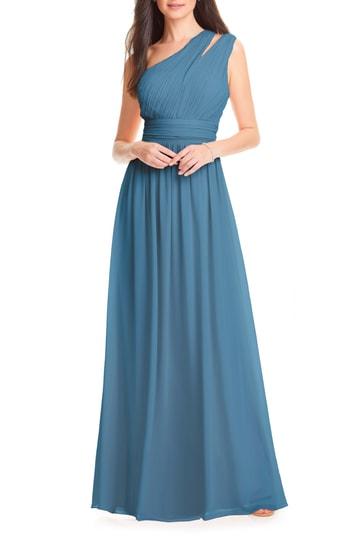 Women's #levkoff Chiffon One-shoulder Gown - Blue