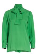 Women's Gucci Silk Tie Neck Blouse Us / 40 It - Green