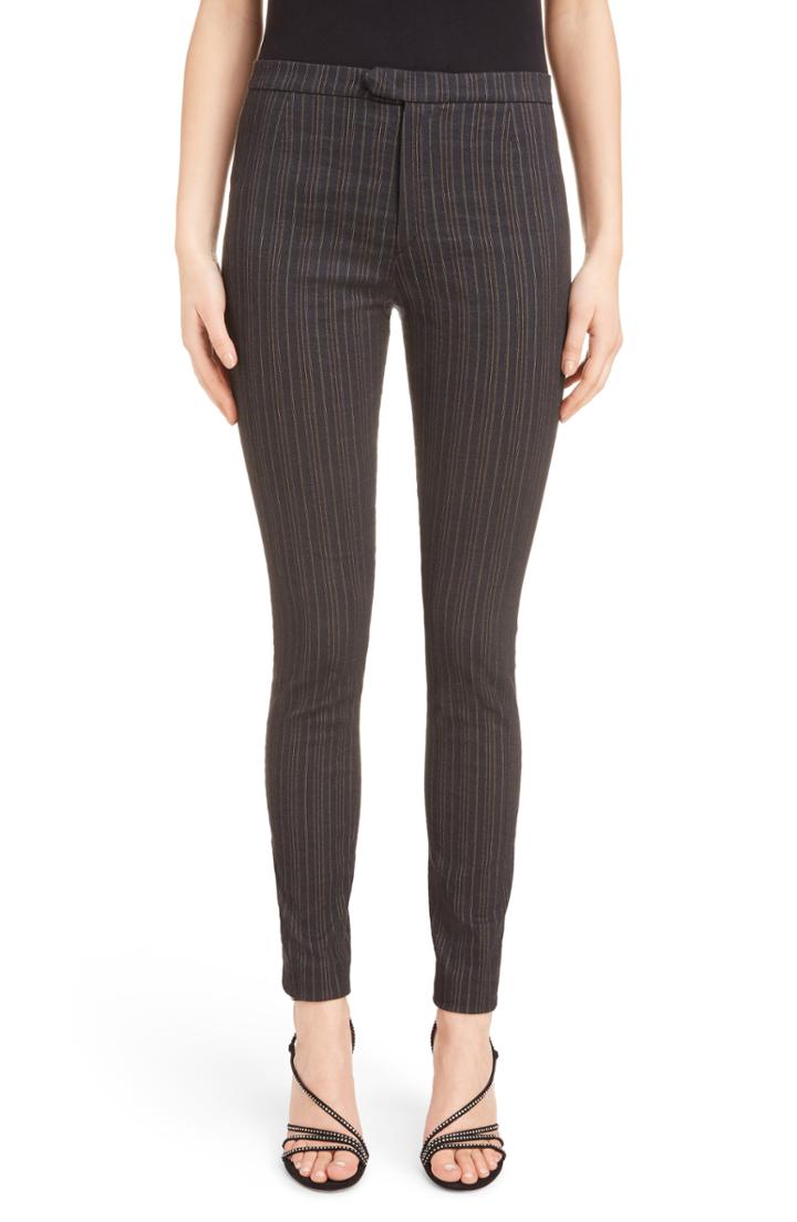 Women's Isabel Marant Kenton Pinstripe Stretch Pants Us / 38 Fr - Black