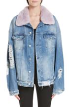 Women's Alchemist Rocky 2 Denim Jacket With Genuine Orylag Rabbit Fur Trim