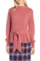 Women's Halogen X Atlantic-pacific Wool And Cashmere Blend Tie Sweater - Pink