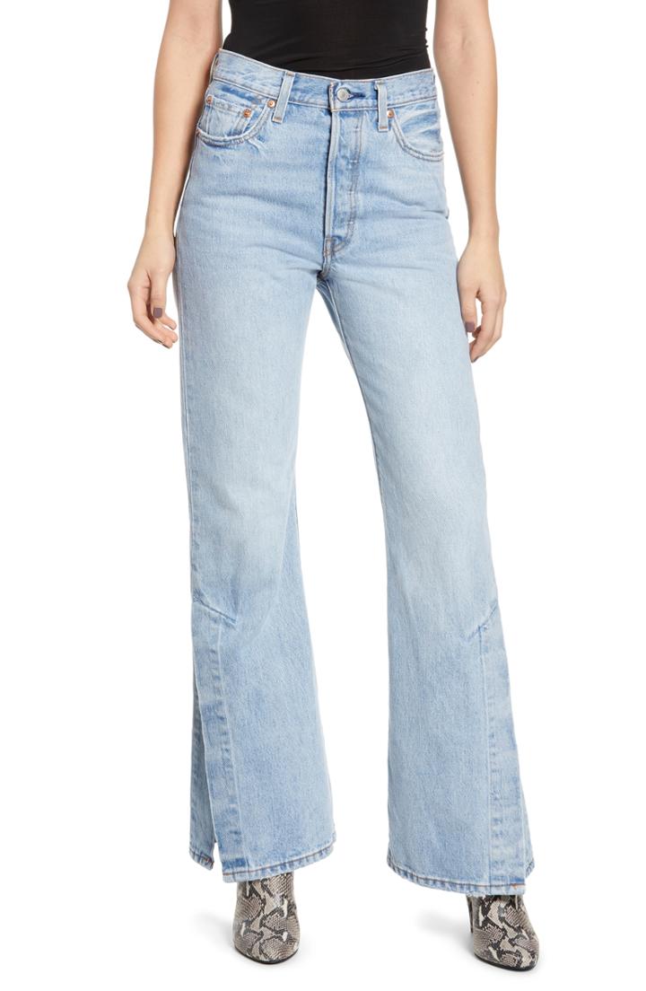 Women's Levi's Ribcage Super High Waist Split Flare Jeans 32 - Blue