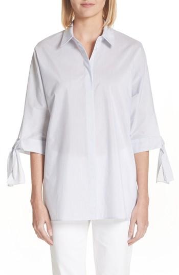 Women's Lafayette 148 New York Breezy Stripe Saige Blouse, Size - White
