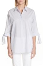 Women's Lafayette 148 New York Breezy Stripe Saige Blouse, Size - White