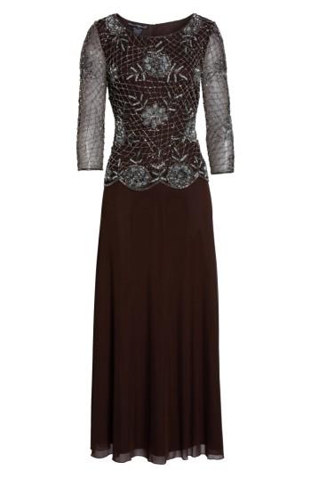 Women's Pisarro Nights Embellished Mesh Gown - Brown