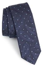 Men's Boss Paisley Silk Skinny Tie, Size - Blue