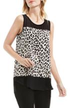 Women's Vince Camuto Leopard Song Mixed Media Top