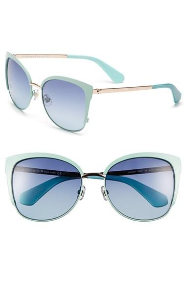 Women's Kate Spade New York 'genice' 57mm Cat-eye Sunglasses - Green/ Gold