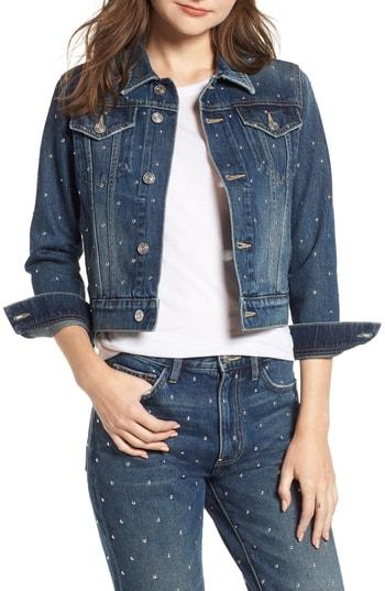 Women's Current/elliott The Baby Crop Denim Trucker Jacket