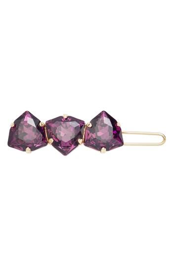 L. Erickson Triple Crystal Tige Boule Barrette, Size - Metallic