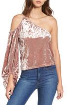 Women's Leith One-shoulder Velour Top, Size - Pink