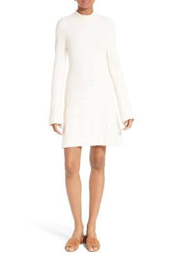 Women's Frame Bell Sleeve Stripe Sweater Dress