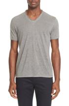 Men's John Varvatos Collection V-neck Linen T-shirt - Grey