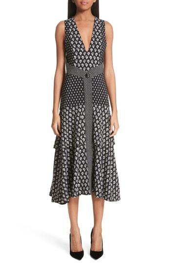 Women's Proenza Schouler Mixed Print Button Detail Midi Dress - Black
