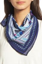 Women's Halogen Triangle Print Square Scarf, Size - Blue