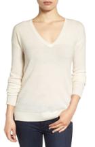 Women's Halogen V-neck Cashmere Sweater - Ivory