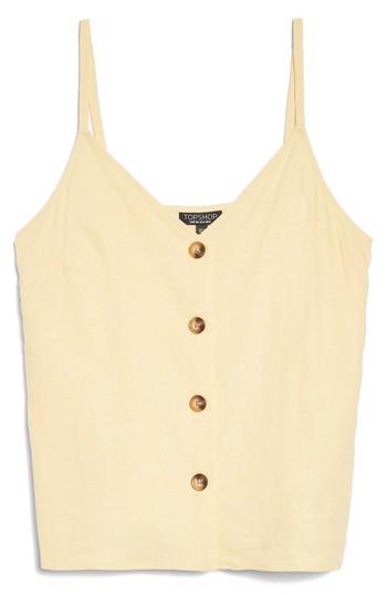 Women's Topshop Button Through Camisole Top Us (fits Like 2-4) - Yellow