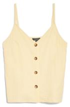 Women's Topshop Button Through Camisole Top Us (fits Like 2-4) - Yellow