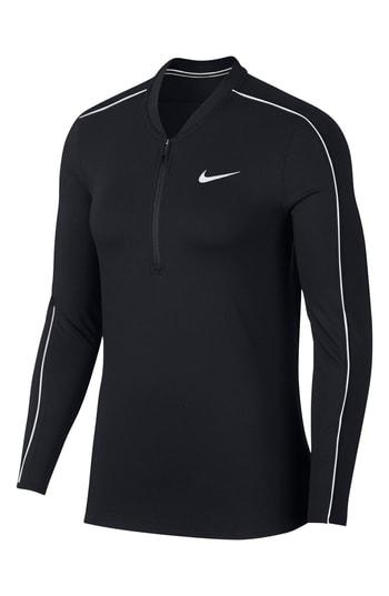Women's Nike Court Dri-fit Quarter Zip Top - Black