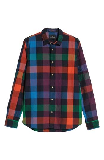 Men's Scotch & Soda Check Sport Shirt - Green
