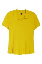 Petite Women's Halogen Peplum Polo Sweater, Size P - Yellow