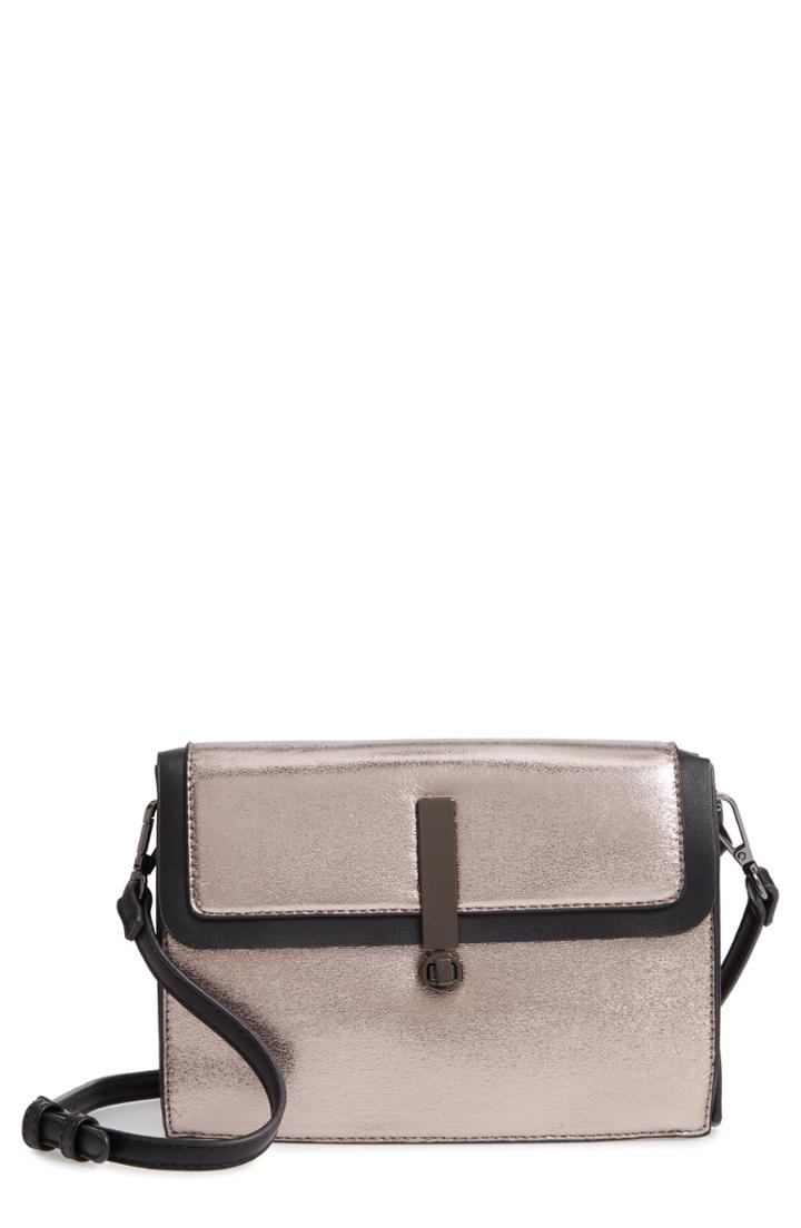 Sole Society Nata Faux Leather Crossbody Bag - Metallic